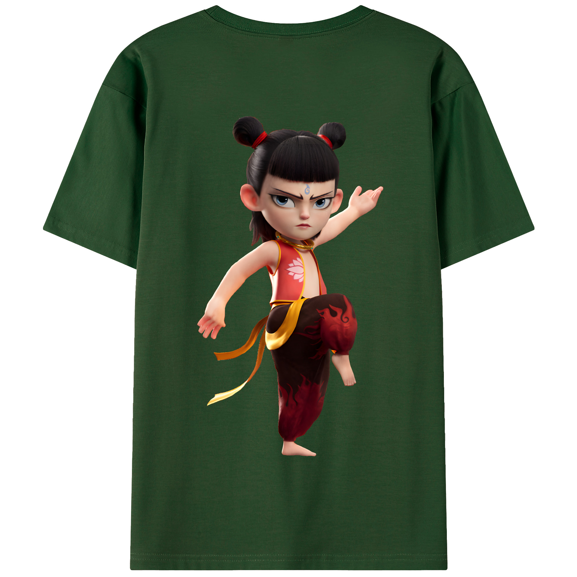 （画像用） Ne Zha 2 ナタ 魔童の大暴れ 綿100％半袖Tシャツ（背面プリント）